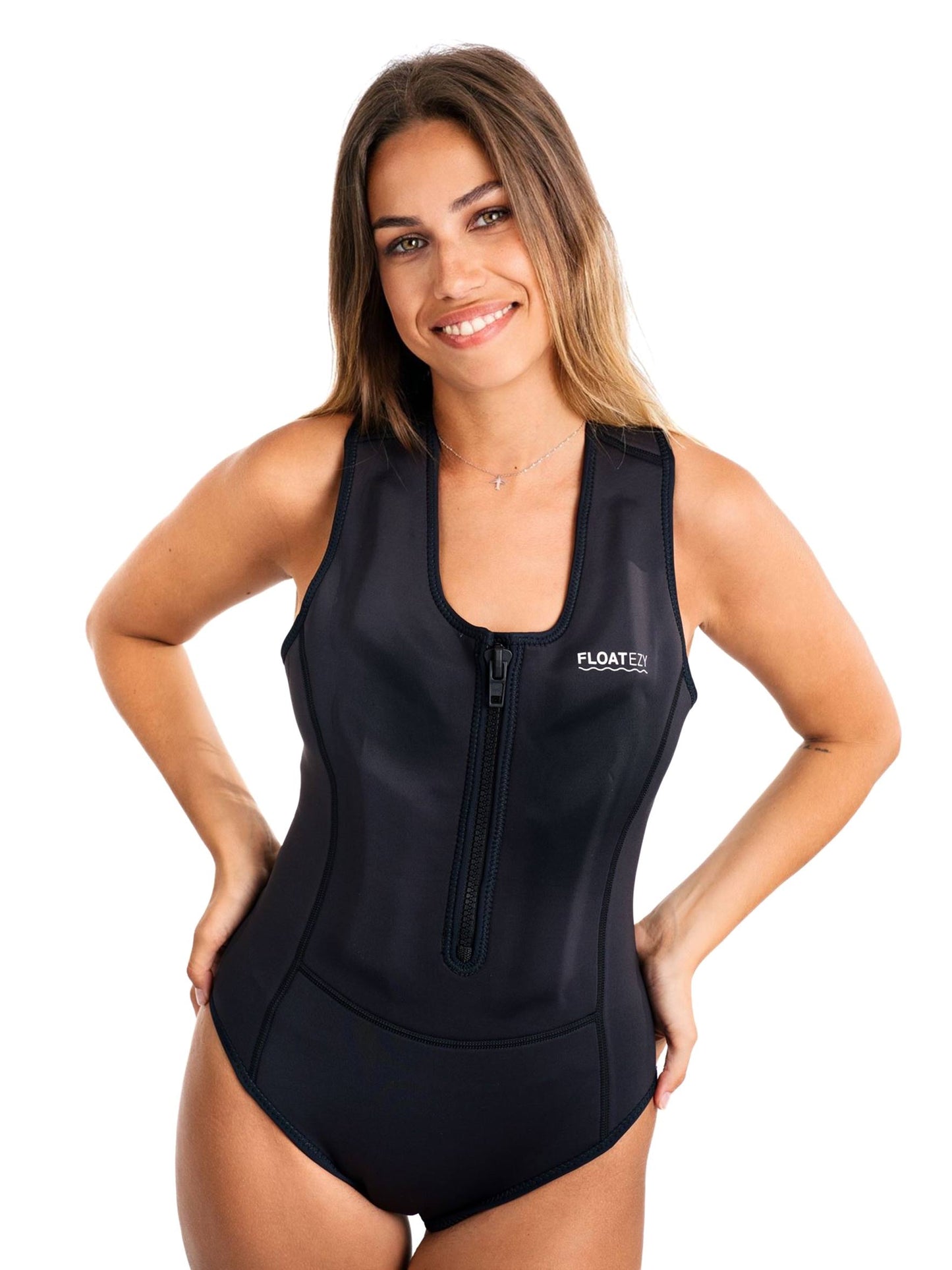 Limestone Neoprene Floatation Aid Swimwear - Luxe Black